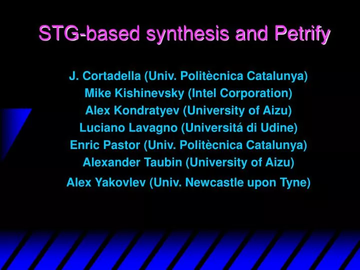 stg based synthesis and petrify