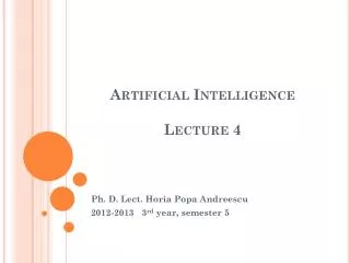 Artificial Intelligence Lecture 4
