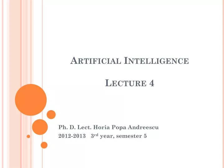 artificial intelligence lecture 4