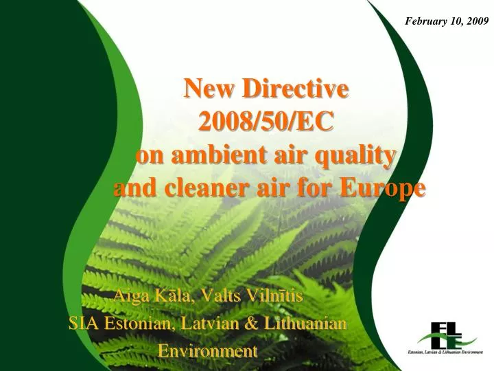 new directive 2008 50 ec on ambient air quality and cleaner air for europe