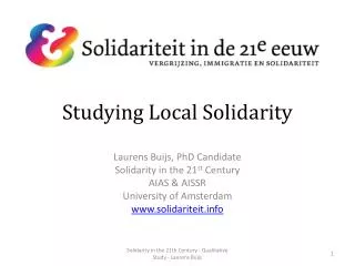Studying Local Solidarity