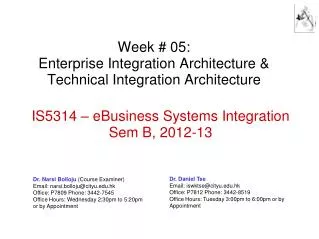 Week # 05: Enterprise Integration Architecture &amp; Technical Integration Architecture