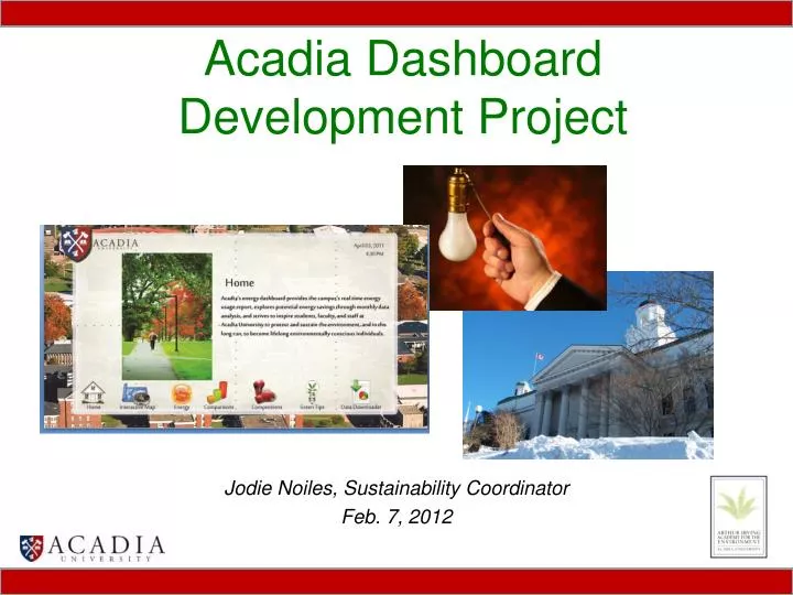 acadia dashboard development project