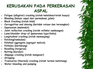 kerusakan pada perkerasan aspal
