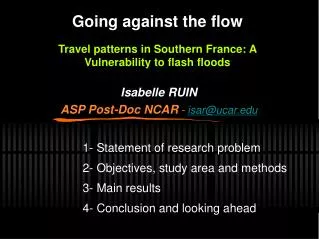 Going against the flow Travel patterns in Southern France: A Vulnerability to flash floods