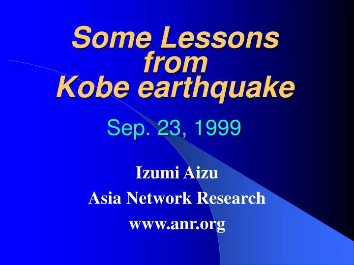 some lessons from kobe earthquake sep 23 1999