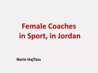 Female Coaches in Sport, in Jordan