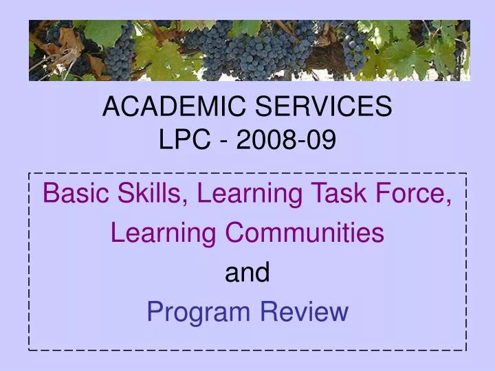 academic services lpc 2008 09