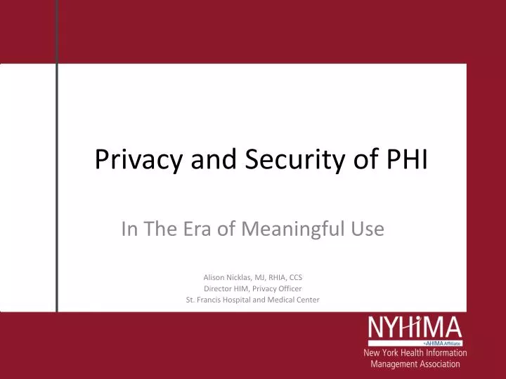 privacy and security of phi