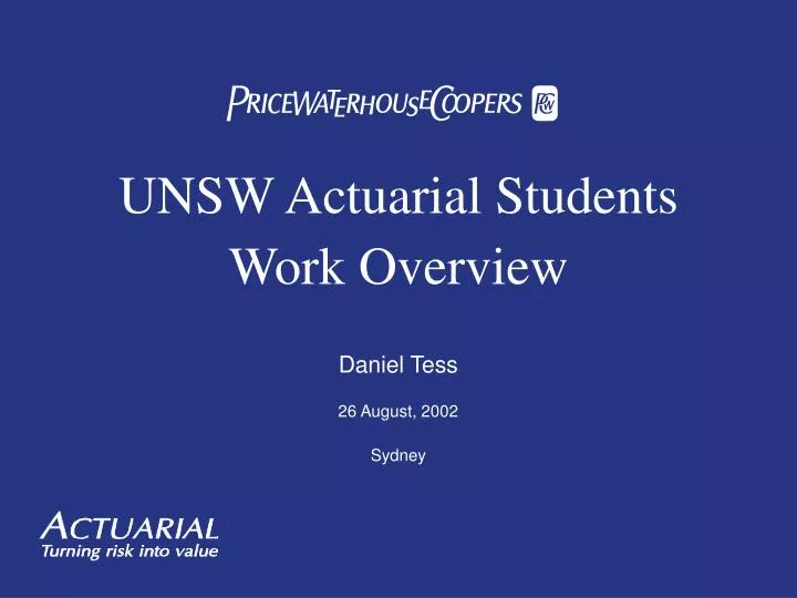 unsw actuarial students work overview