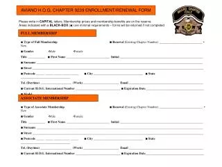AVIANO H.O.G. CHAPTER 9239 ENROLLMENT/RENEWAL FORM
