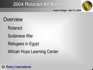 Overview Rotaract Sudanese War Refugees in Egypt African Hope Learning Center