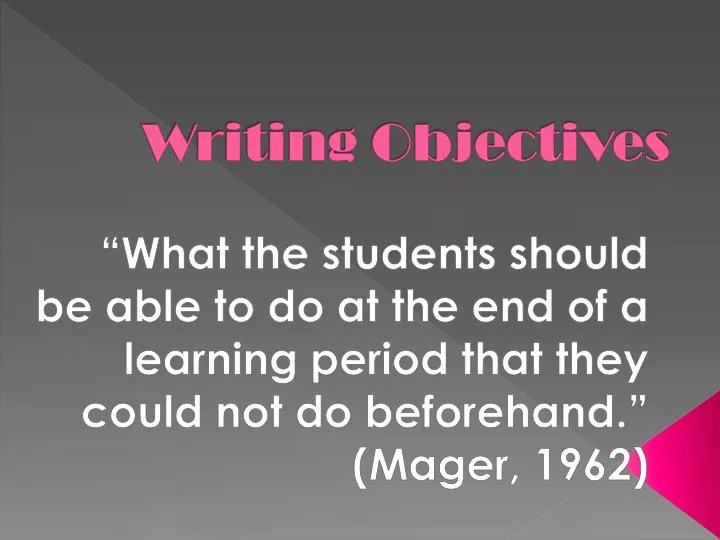 writing objectives
