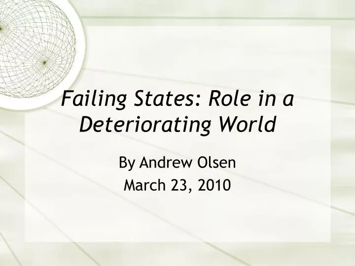 failing states role in a deteriorating world