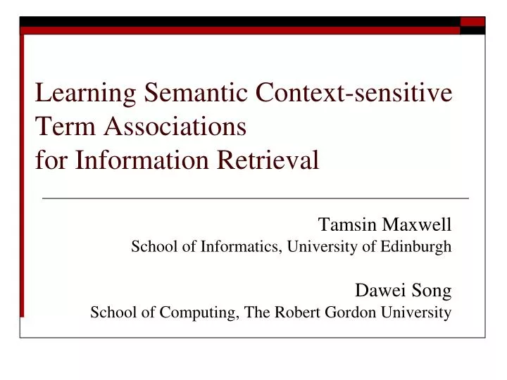 learning semantic context sensitive term associations for information retrieval