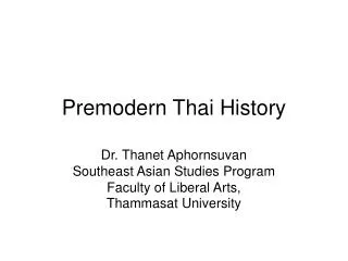 Premodern Thai History