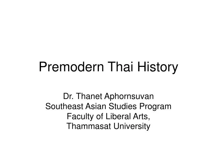 premodern thai history