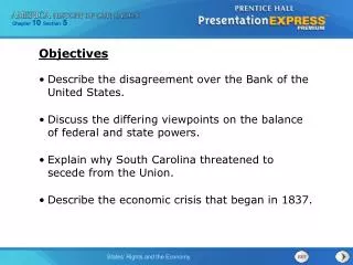 Describe the disagreement over the Bank of the United States.