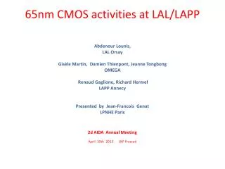 65nm CMOS activities at LAL/LAPP