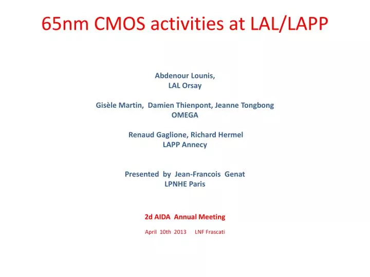 65nm cmos activities at lal lapp