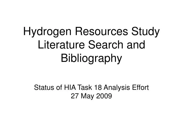 hydrogen resources study literature search and bibliography