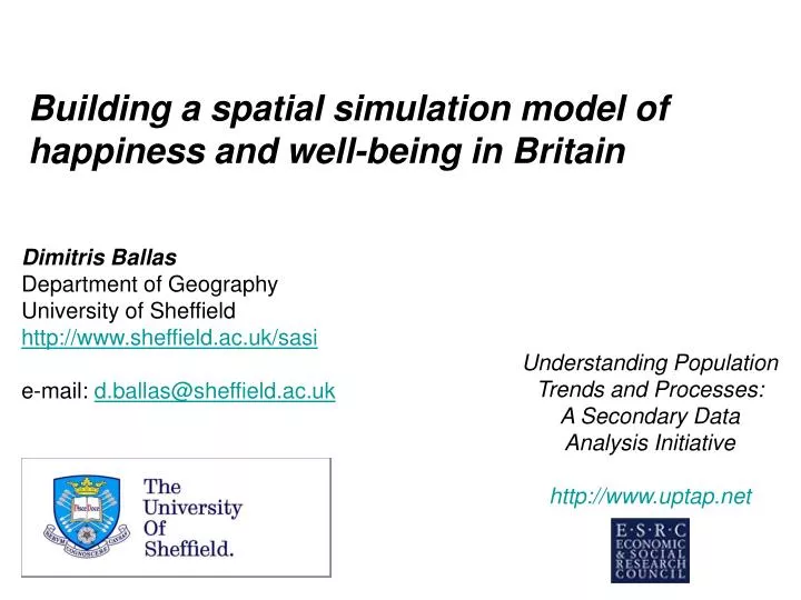 building a spatial simulation model of happiness and well being in britain