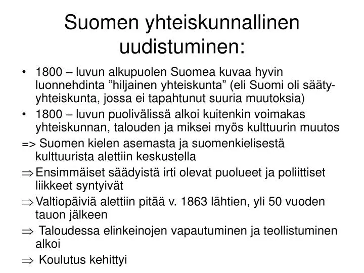 suomen yhteiskunnallinen uudistuminen