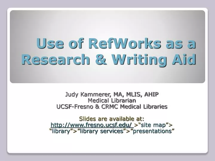 use of refworks as a research writing aid