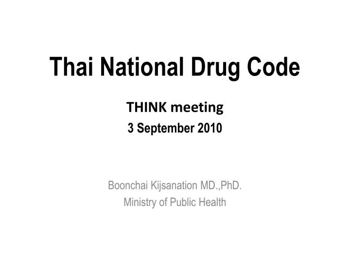 thai national drug code