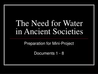 The Need for Water in Ancient Societies
