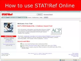 How to use STAT!Ref Online