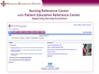 Nursing Reference Center with Patient Education Reference Center Supporting Nursing Excellence
