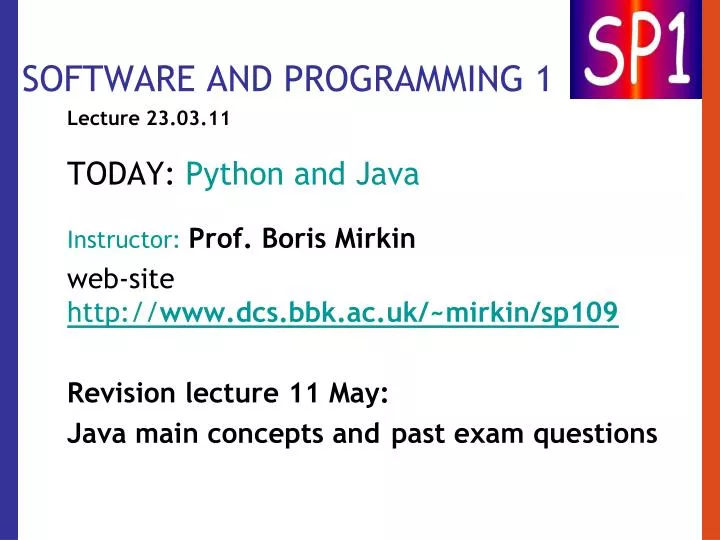software and programming 1