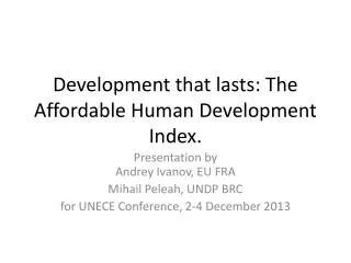 Development that lasts: The Affordable Human Development Index.
