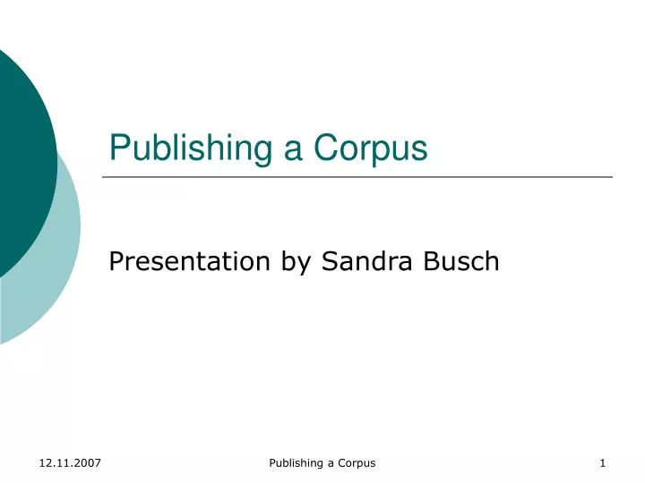 publishing a corpus