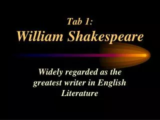 Tab 1: William Shakespeare