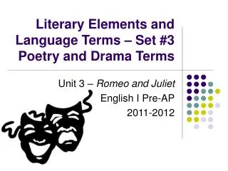 Literary Elements and Language Terms – Set #3 Poetry and Drama Terms