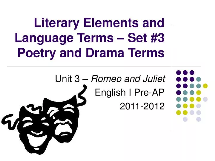 literary elements and language terms set 3 poetry and drama terms