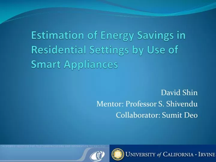 estimation of energy savings in residential settings by use of smart appliances