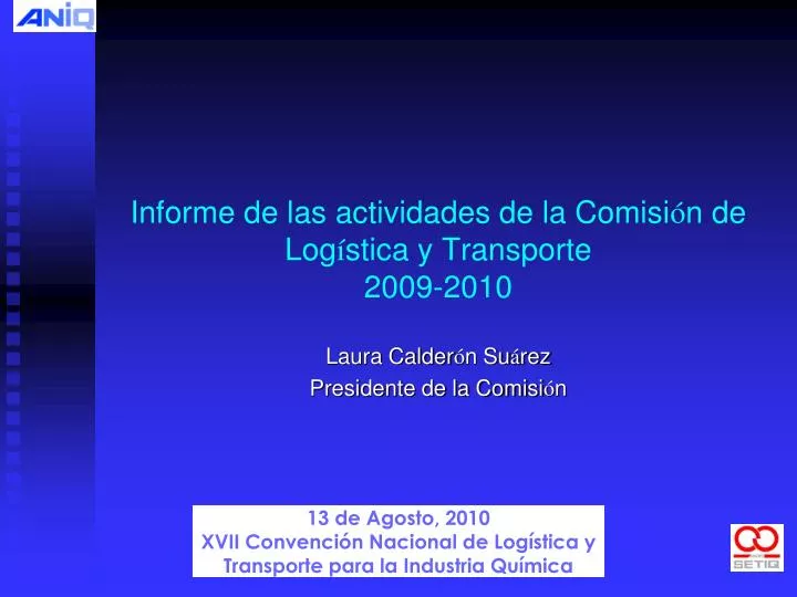 informe de las actividades de la comisi n de log stica y transporte 2009 20 10