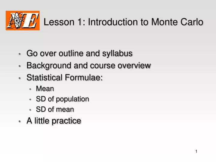 lesson 1 introduction to monte carlo