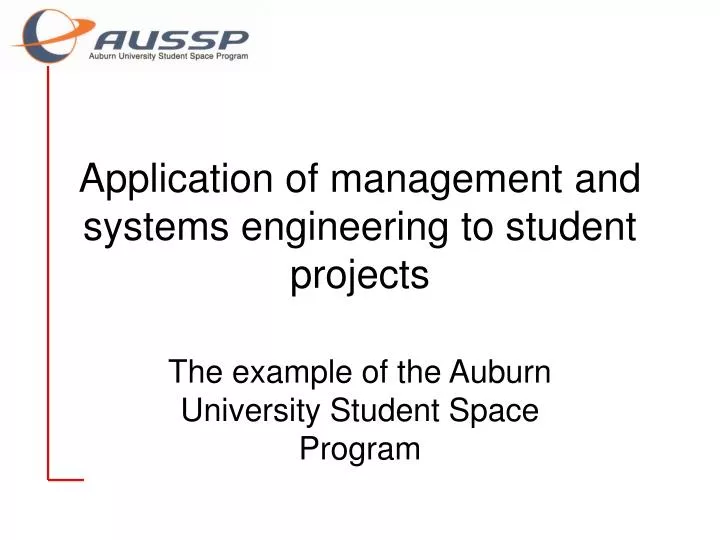 application of management and systems engineering to student projects