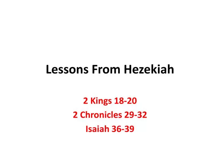 lessons from hezekiah