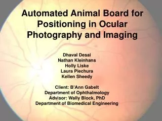 Automated Animal Board for Positioning in Ocular Photography and Imaging