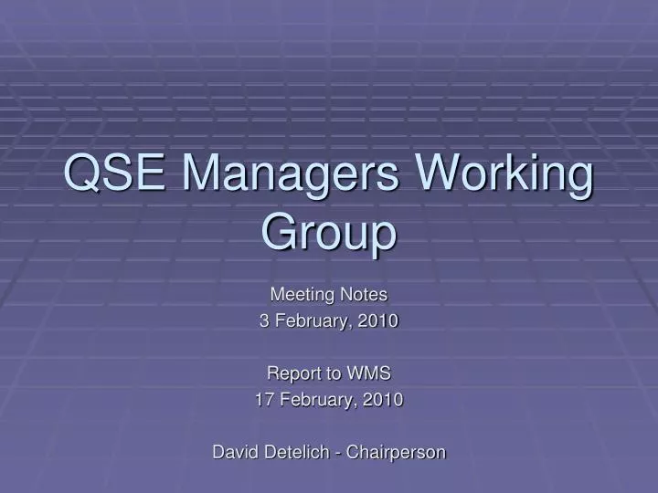 qse managers working group