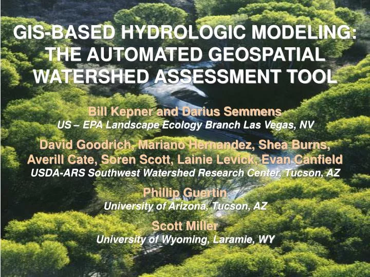 gis based hydrologic modeling the automated geospatial watershed assessment tool
