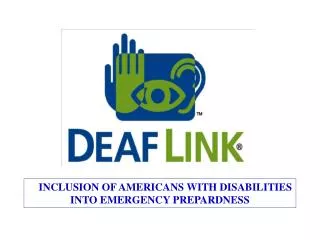INCLUSION OF AMERICANS WITH DISABILITIES INTO EMERGENCY PREPARDNESS