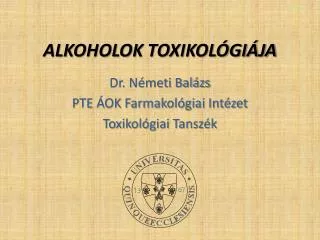 alkoholok toxikol gi ja