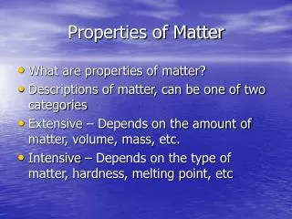 Properties of Matter