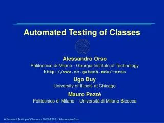 Automated Testing of Classes